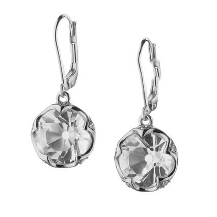 Sterling Silver Round Rock Crystal Earrings