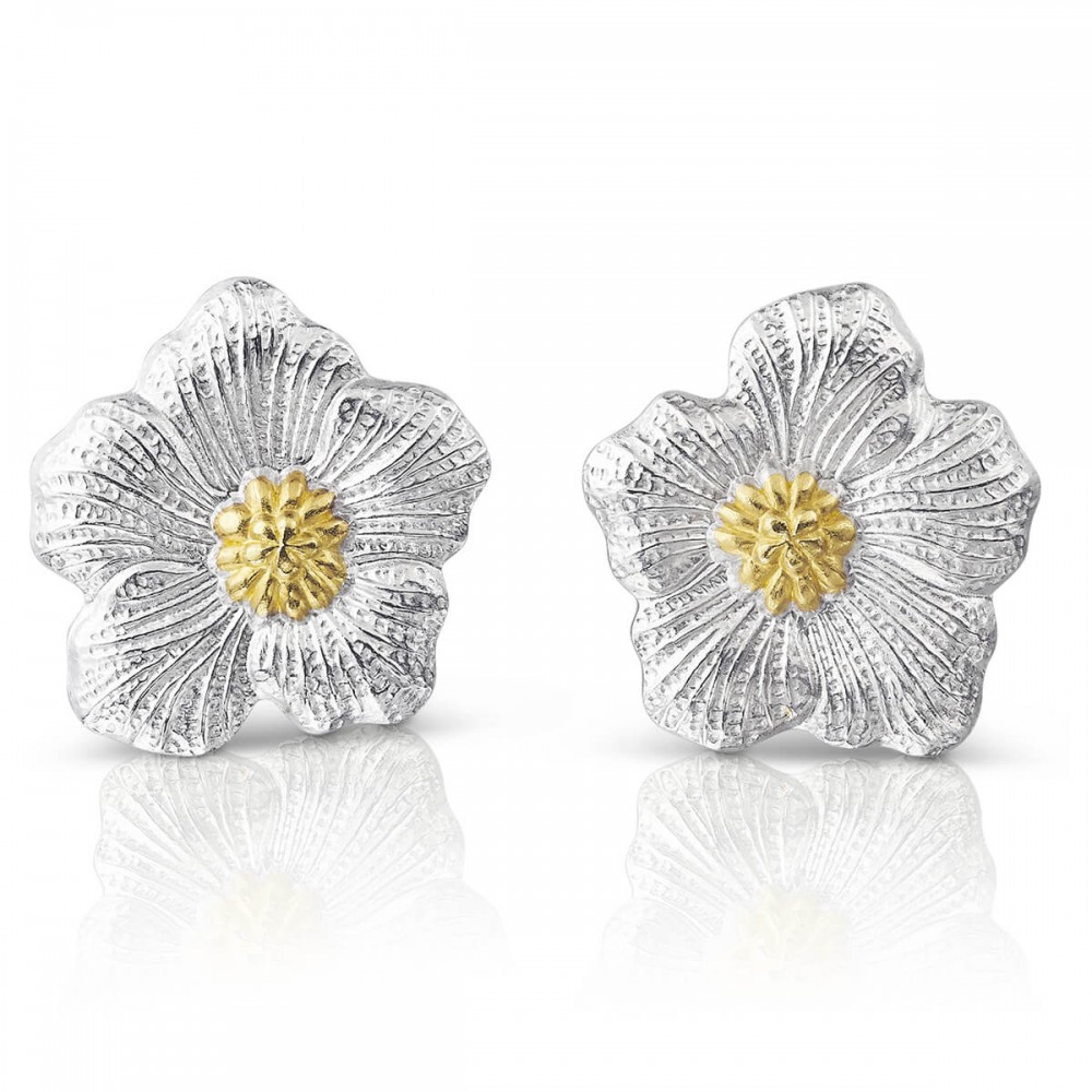 Buccellati Silver Blossom Gardenia Button Earrings