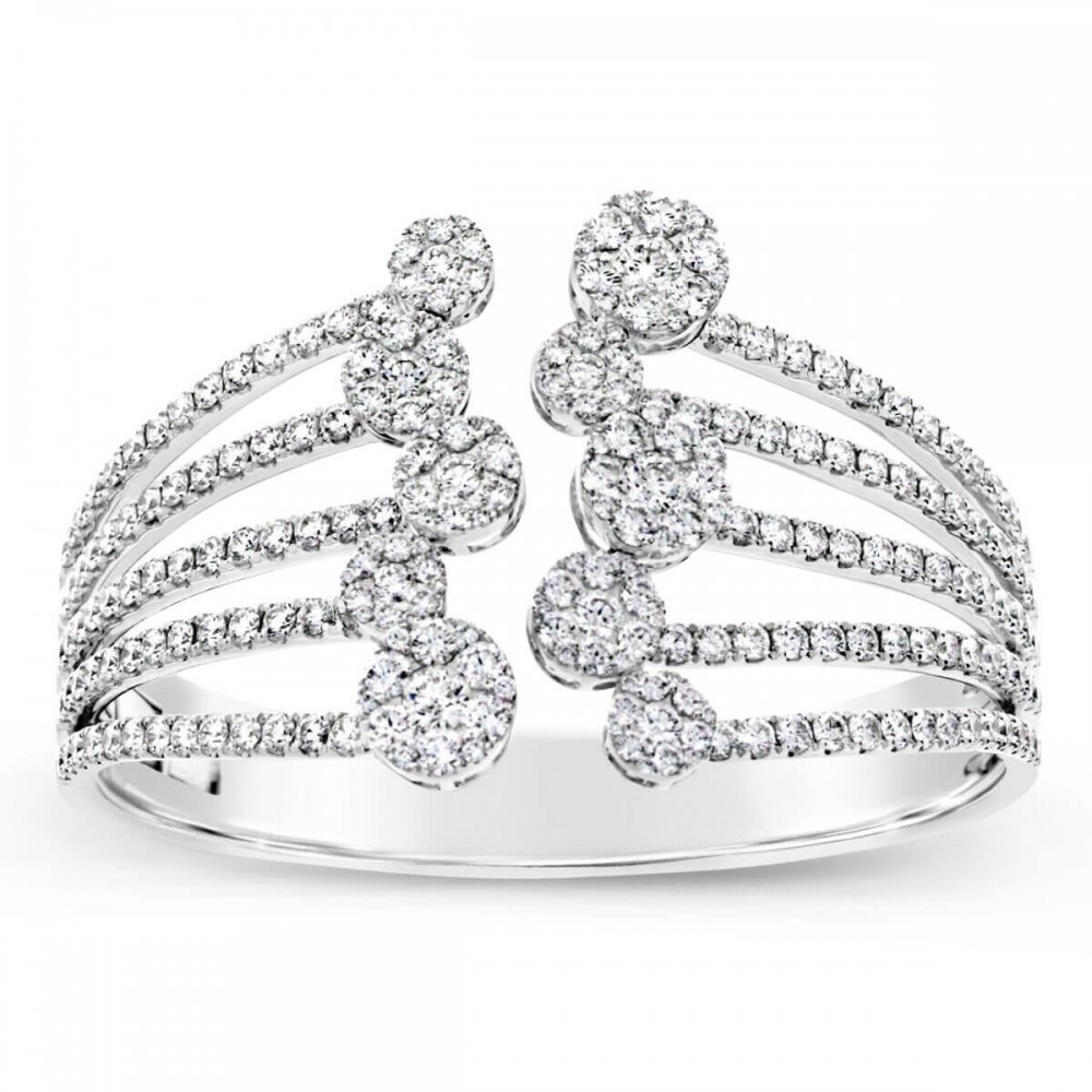 18K 5-Row Diamond Open Cuff Bracelet