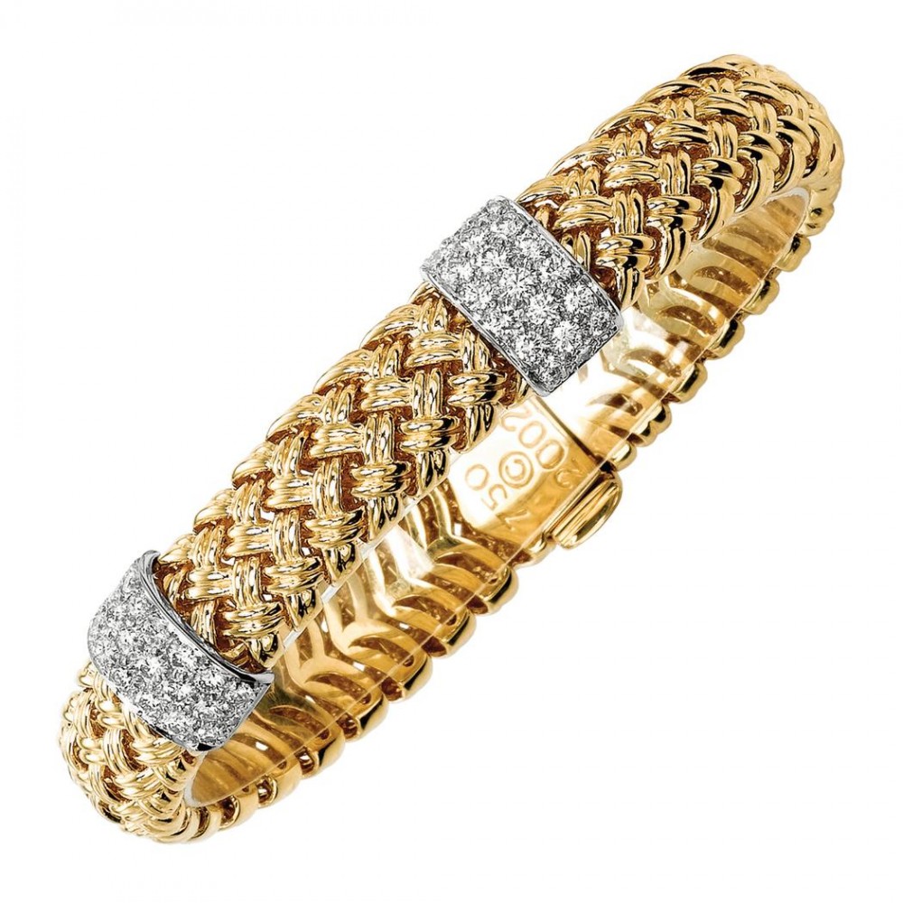 Jean Vitau Basket Weave Bracelet With Diamonds
