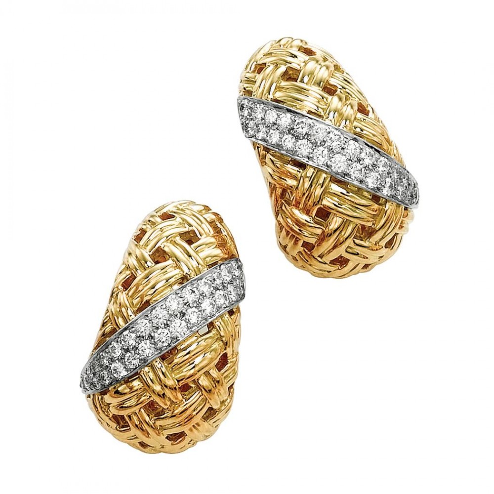 Jean Vitau Basket Weave Diamond Earrings