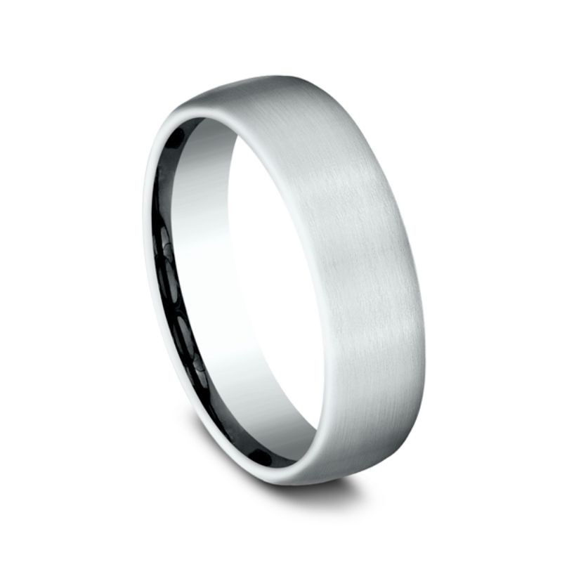 Comfort-Fit Design Wedding Ring, Satin 6.5mm