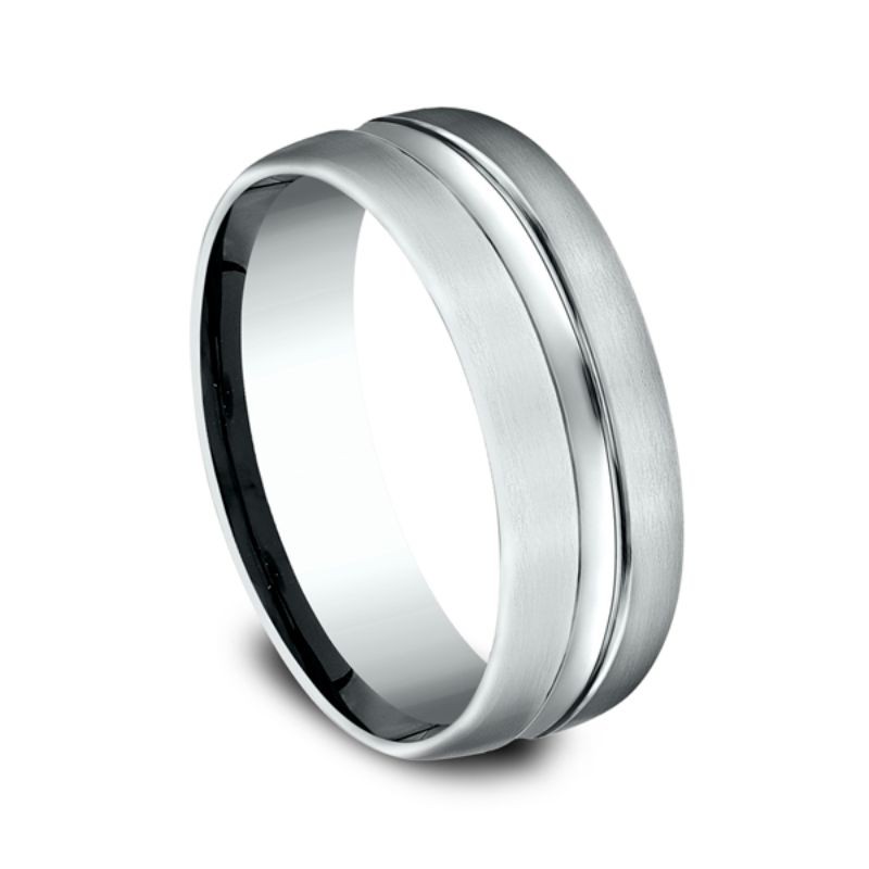 Comfort-Fit Design Wedding Ring, Center Cut 7.5mm