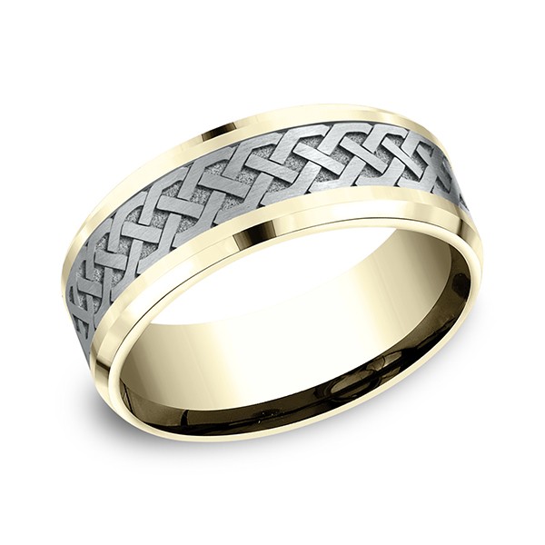 Two-Tone Comfort-Fit Design Wedding Band, Celtic Knot