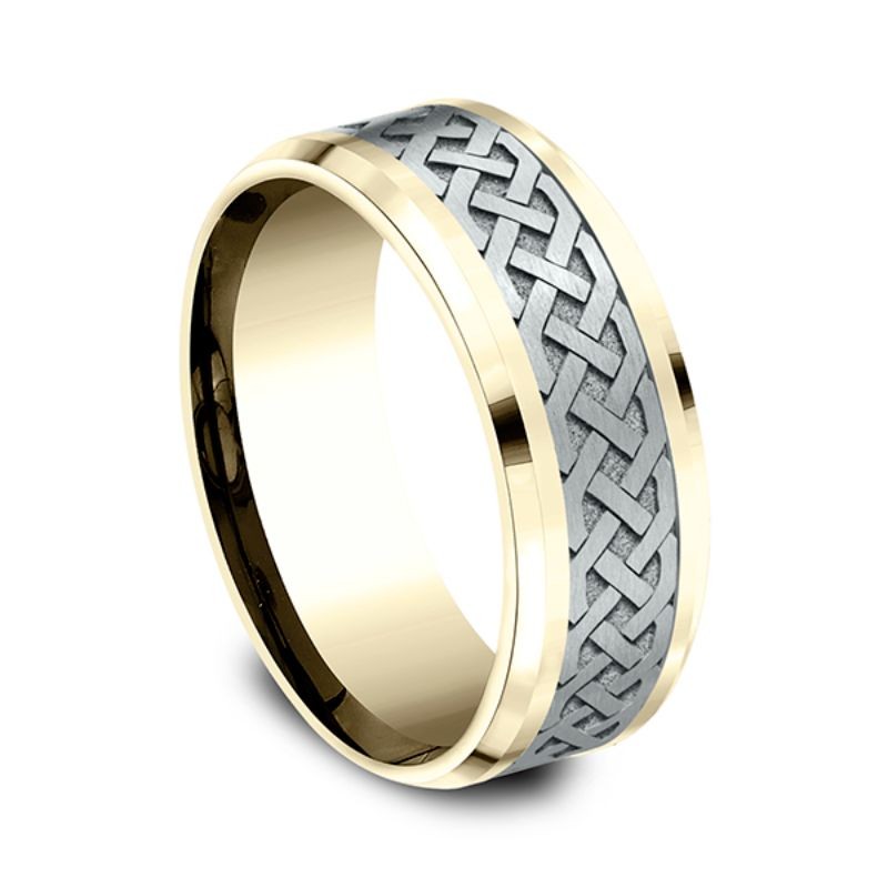 Two-Tone Comfort-Fit Design Wedding Band, Celtic Knot