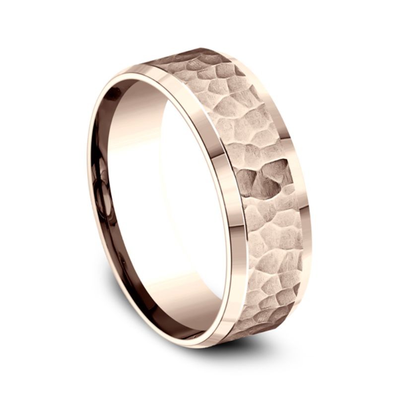 Comfort-Fit Design Wedding Ring, Hammer 7.5mm