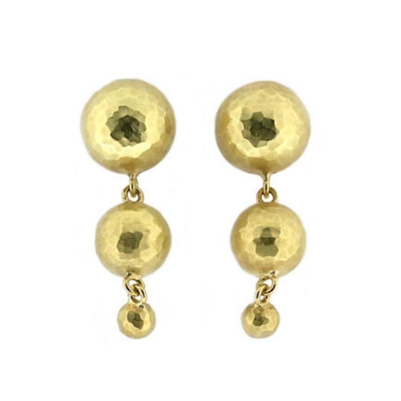 18K Hammered Gold Ball Dangle Earrings