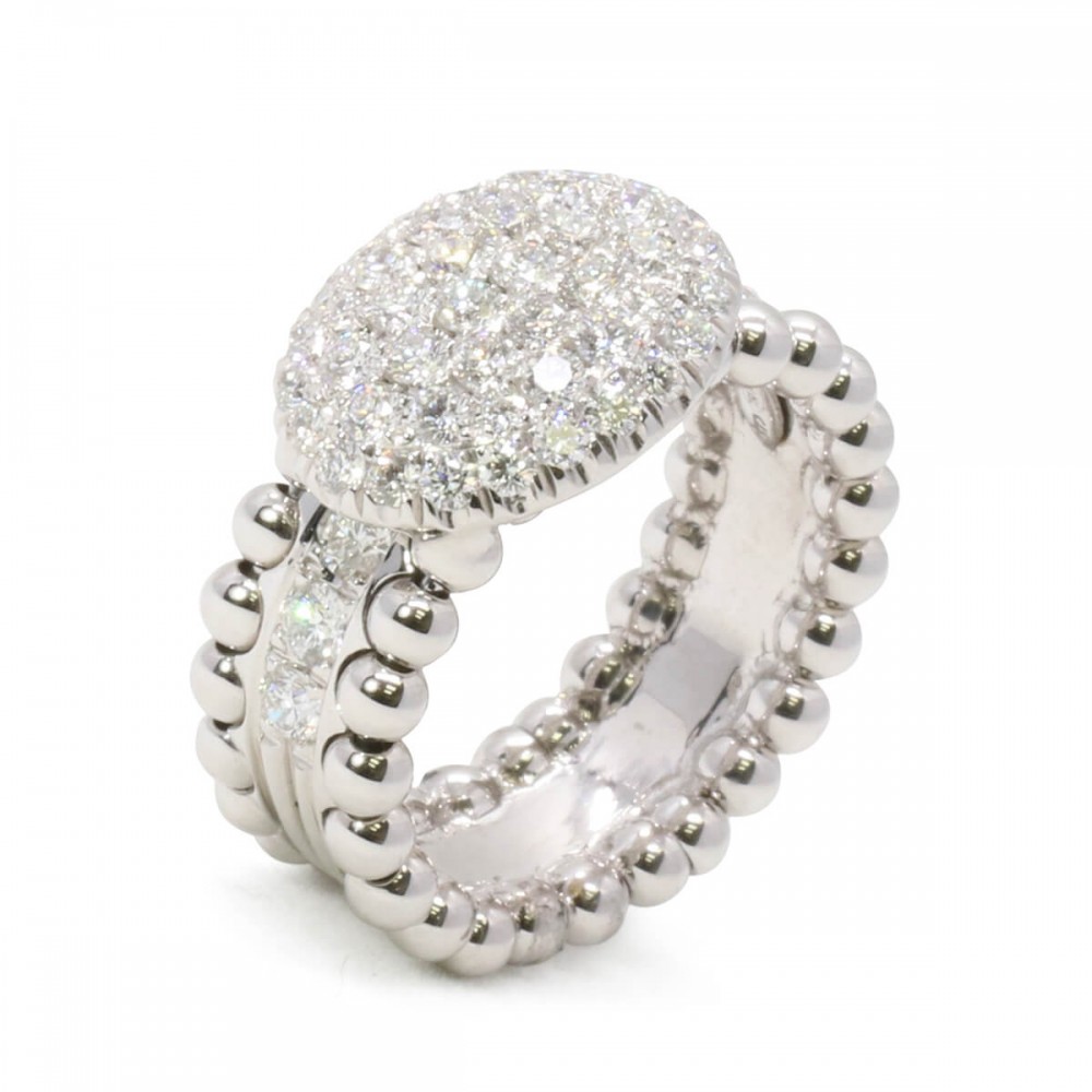 18K Diamond Bead Ring