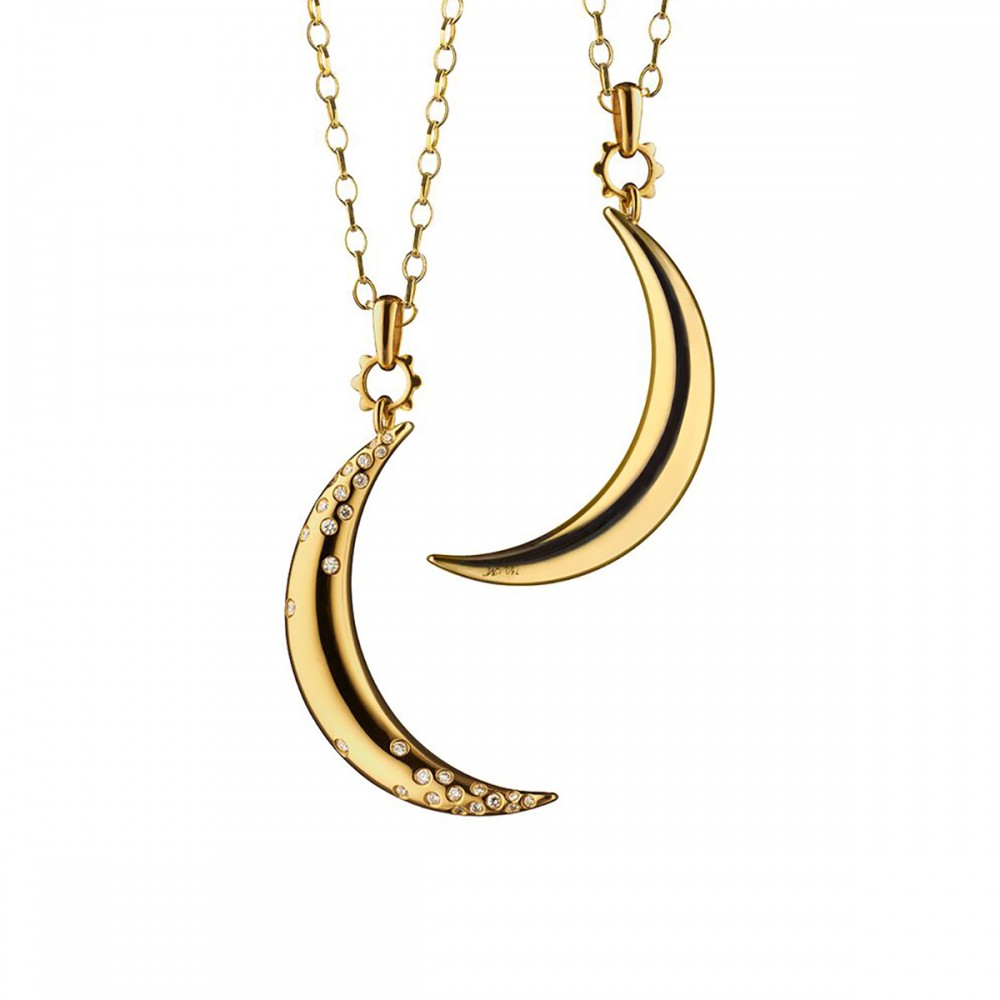 18K Diamond Dream Moon Charm Necklace