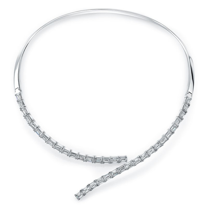 18K Emerald Cut Diamond Necklace