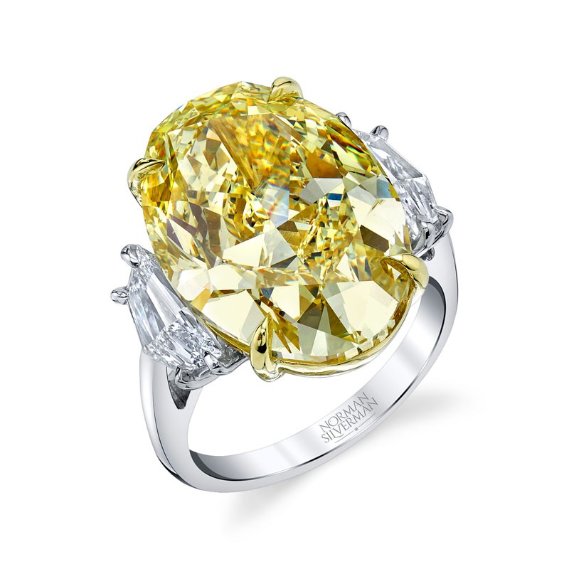 Platinum Oval Yellow Diamond Ring
