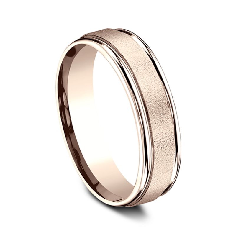 Comfort-Fit Design Wedding Band, Wired-Finish 6mm