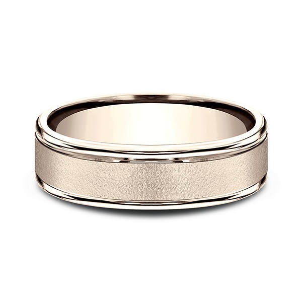 Comfort-Fit Design Wedding Band, Wired-Finish 6mm