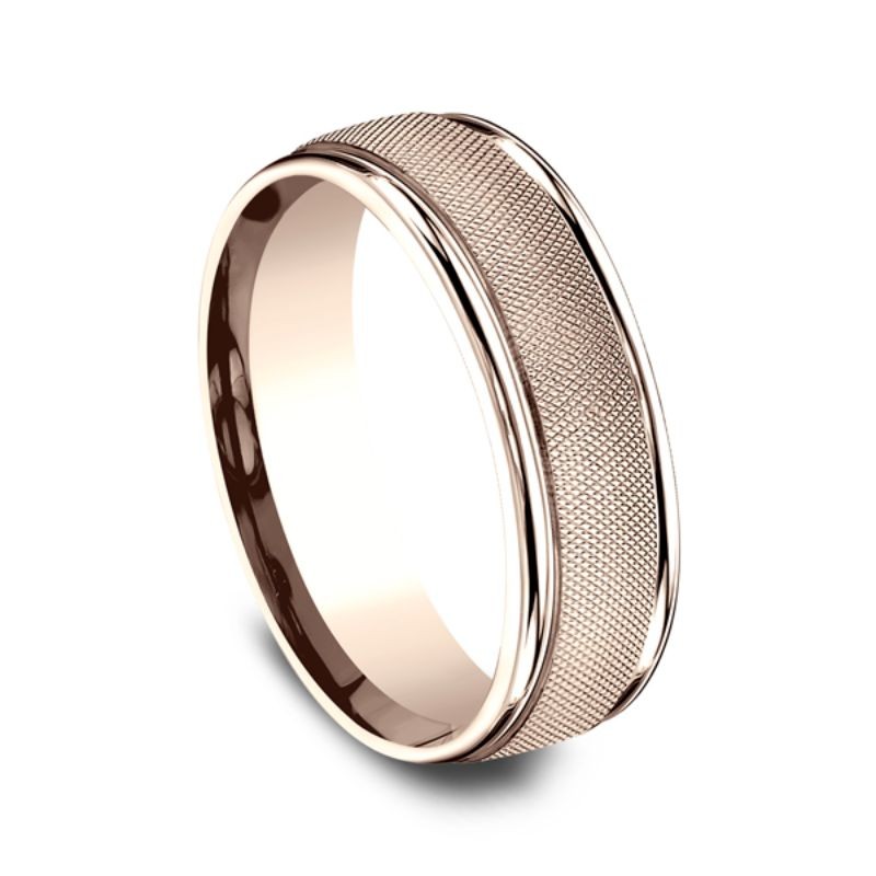 Comfort-Fit Design Wedding Ring, Florentine Finish