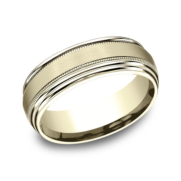 Comfort-Fit Design Wedding Ring, Milgrain 7.5mm