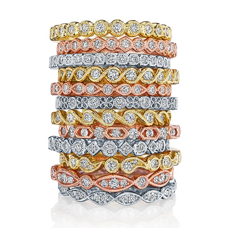 Vintage Inspired Diamond Stackable Band