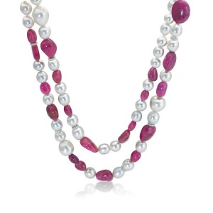 Red Tourmaline and South Sea Pearl Necklace