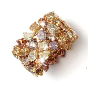 18K Yellow Gold Fancy Colored Diamond Ring