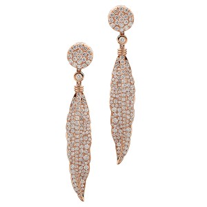 18K Diamond Feather Earrings