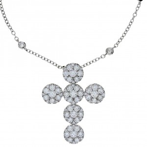18K pave Diamond Cross Pendant on Diamonds-By-The-Yard Chain