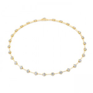 18K Yellow Gold Diamond Bar Necklace
