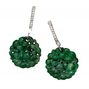 18K Jade and Diamond Earrings