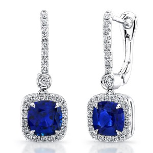18K Blue Sapphire & Diamond Earrings