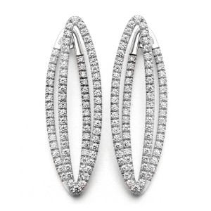 18K Double Marquis Design Diamond Earrings