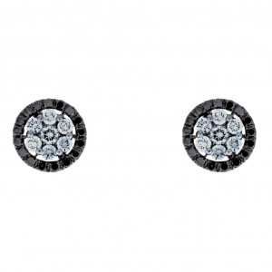 18K Black and White Pavé Diamond Earrings