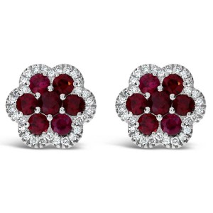 18K Ruby & Diamond Stud Earrings