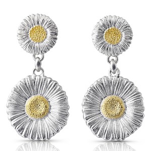 Buccellati Silver Blossom Daisy Pendant Earrings
