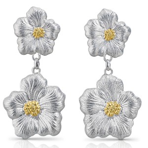 Buccellati Silver Blossoms Gardenia Pendant Earrings