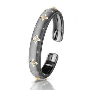 Buccellati Macri Black Rhodium Diamond Open Cuff Bracelet