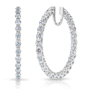 18K Large Diamond Hoop Earrings with U-Wire