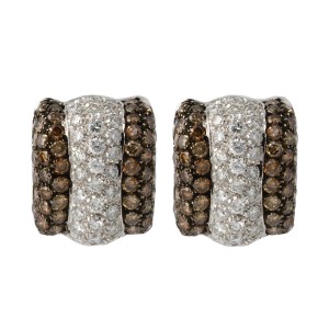 18K Brown & White Diamond Earrings