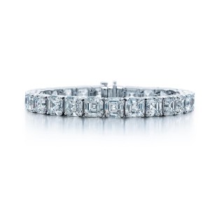 Platinum Asscher Cut Diamond Bracelet