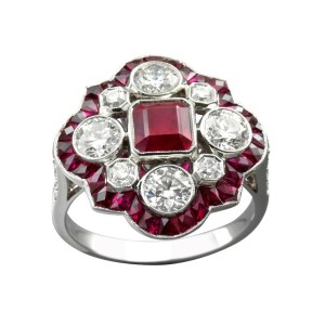 Platinum Ruby & Diamond Vintage Inspired Ring