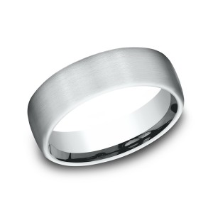 Comfort-Fit Design Wedding Ring, Satin 6.5mm