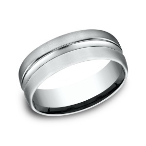Comfort-Fit Design Wedding Ring, Center Cut 7.5mm