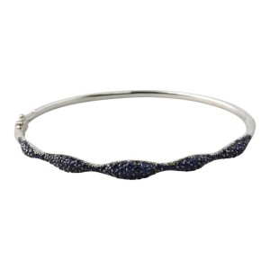 18K Blue Sapphire Wave Bangle Bracelet