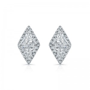 Trillion and Round Diamond Stud Earrings