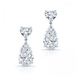 Heart and Pear Shape Diamond Dangle Earrings