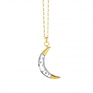 18K Moon Crystal and Diamonds Necklace