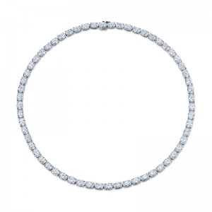 Platinum East West Oval Diamond Necklace