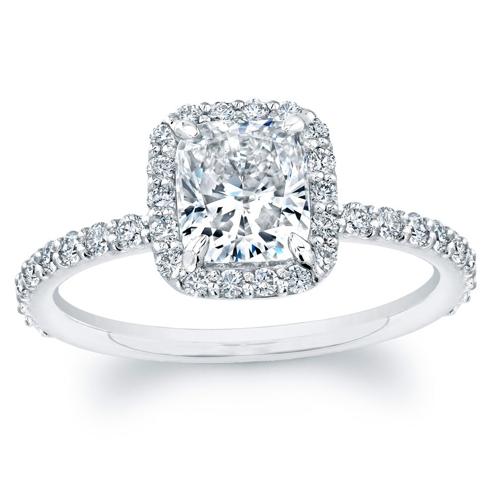 18K Radiant Cut Diamond Halo Ring