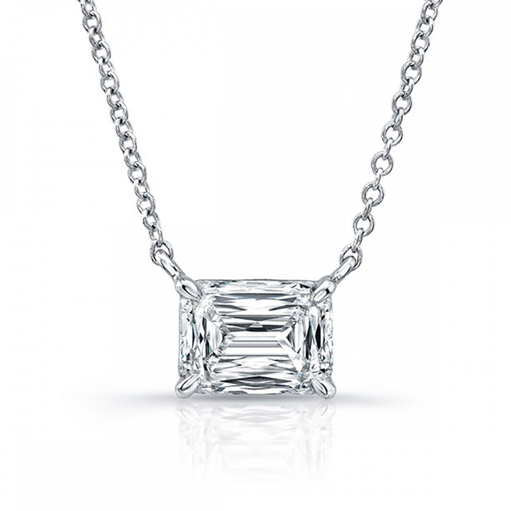 18K Emerald Cut Diamond Pendant
