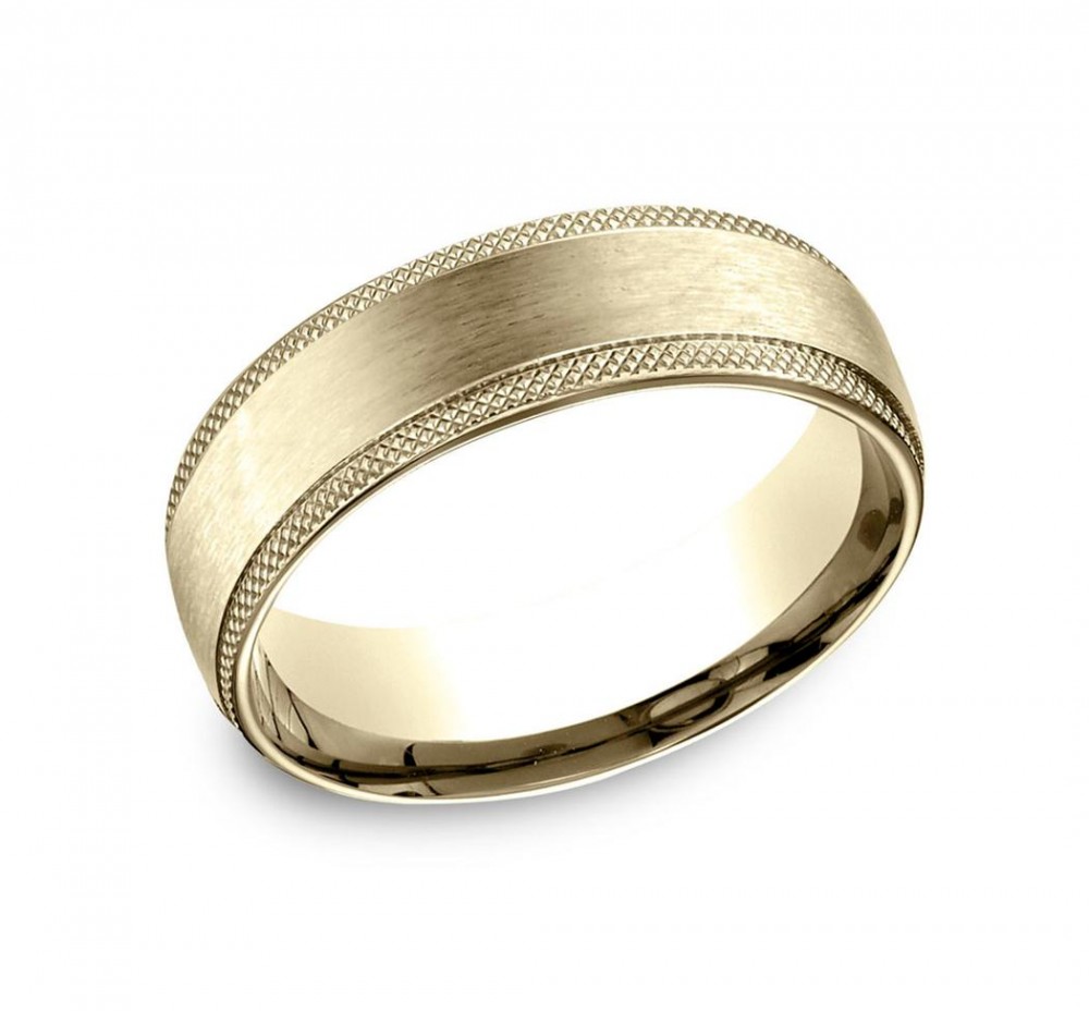 18K Yellow Gold Knurled Edge Wedding Band