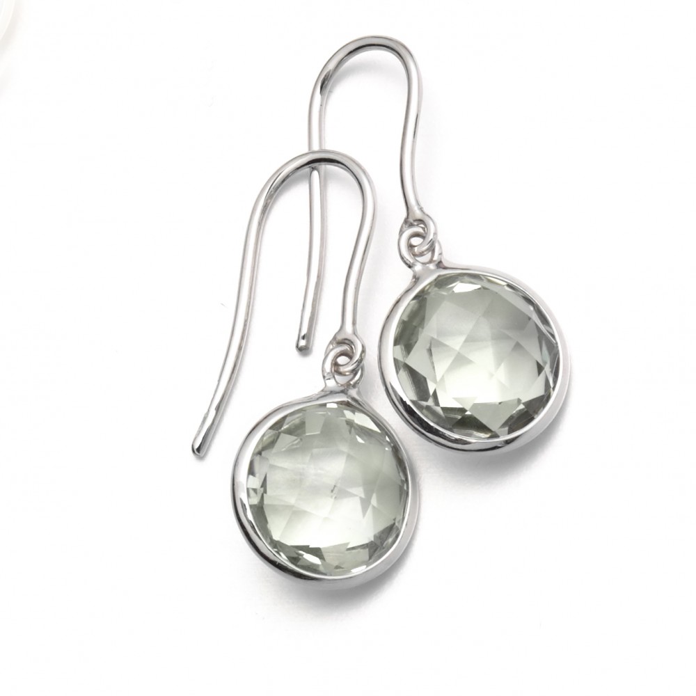18K White Gold Prasiolite Drop Earrings