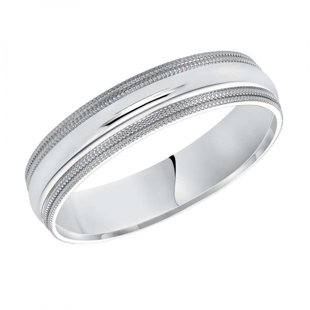 Platinum Wedding Band with Double Milgrain Edges