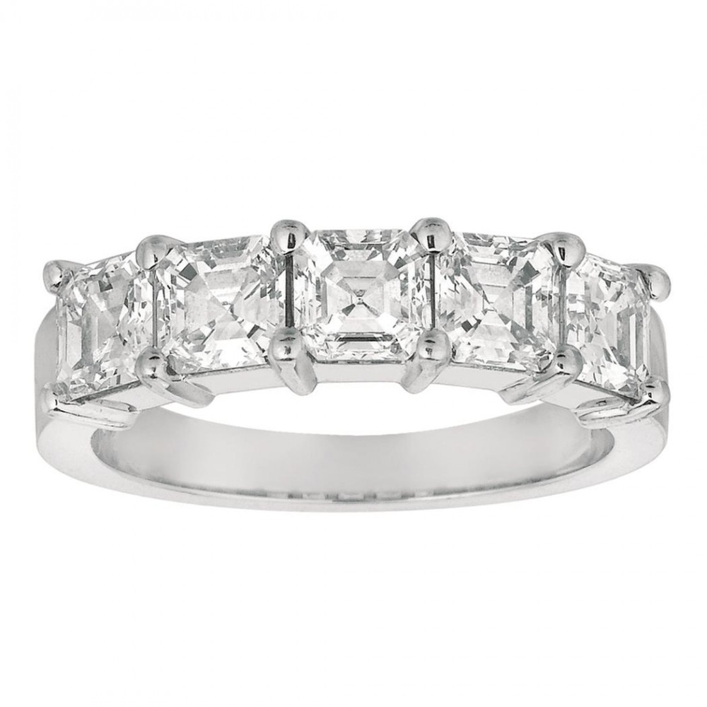 Gemlok© Platinum Asscher Diamond Band